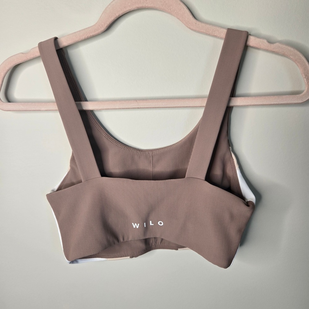 WILO Melbourne Ribbed Activewear Set Mauve Colorblock Sports Bra Leggings Small - Picture 5 of 16